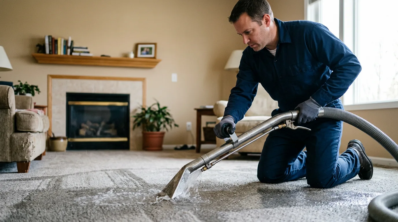 Water damage restoration technician working near Webber, KS